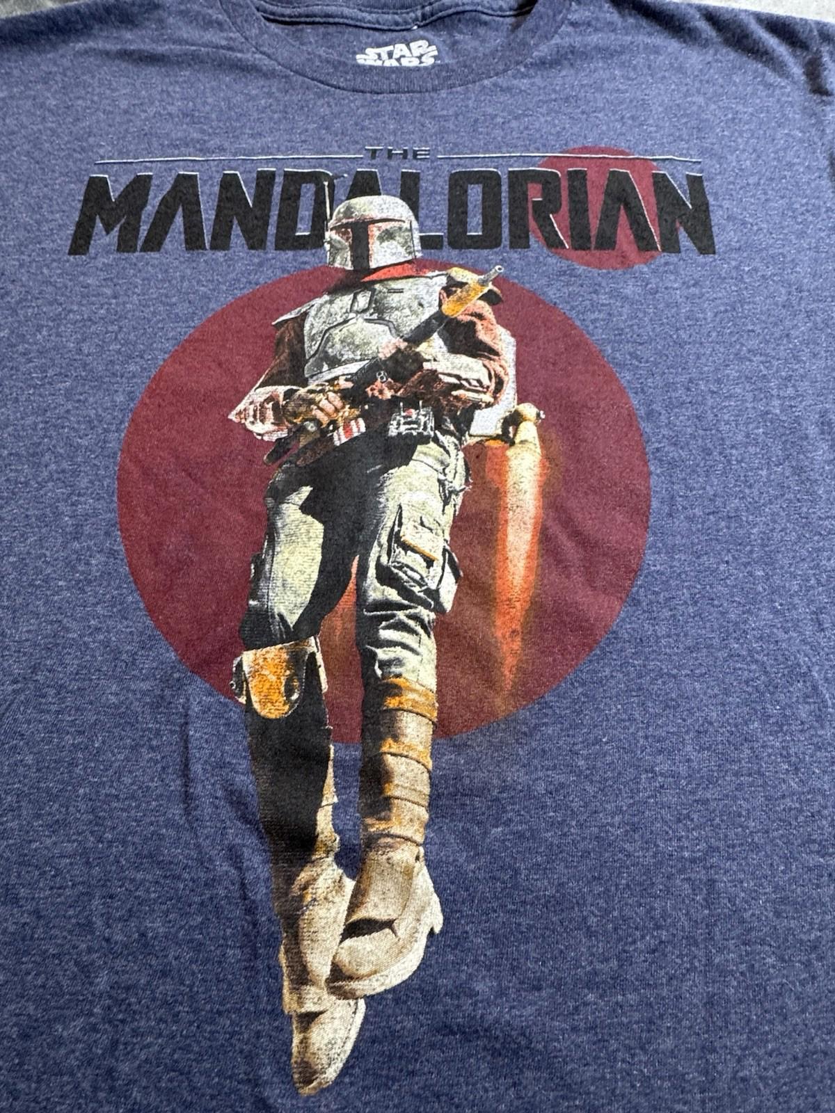 Star Wars The Mandalorian Cotton Short Sleeve T Shirt Blue With Graphic Large