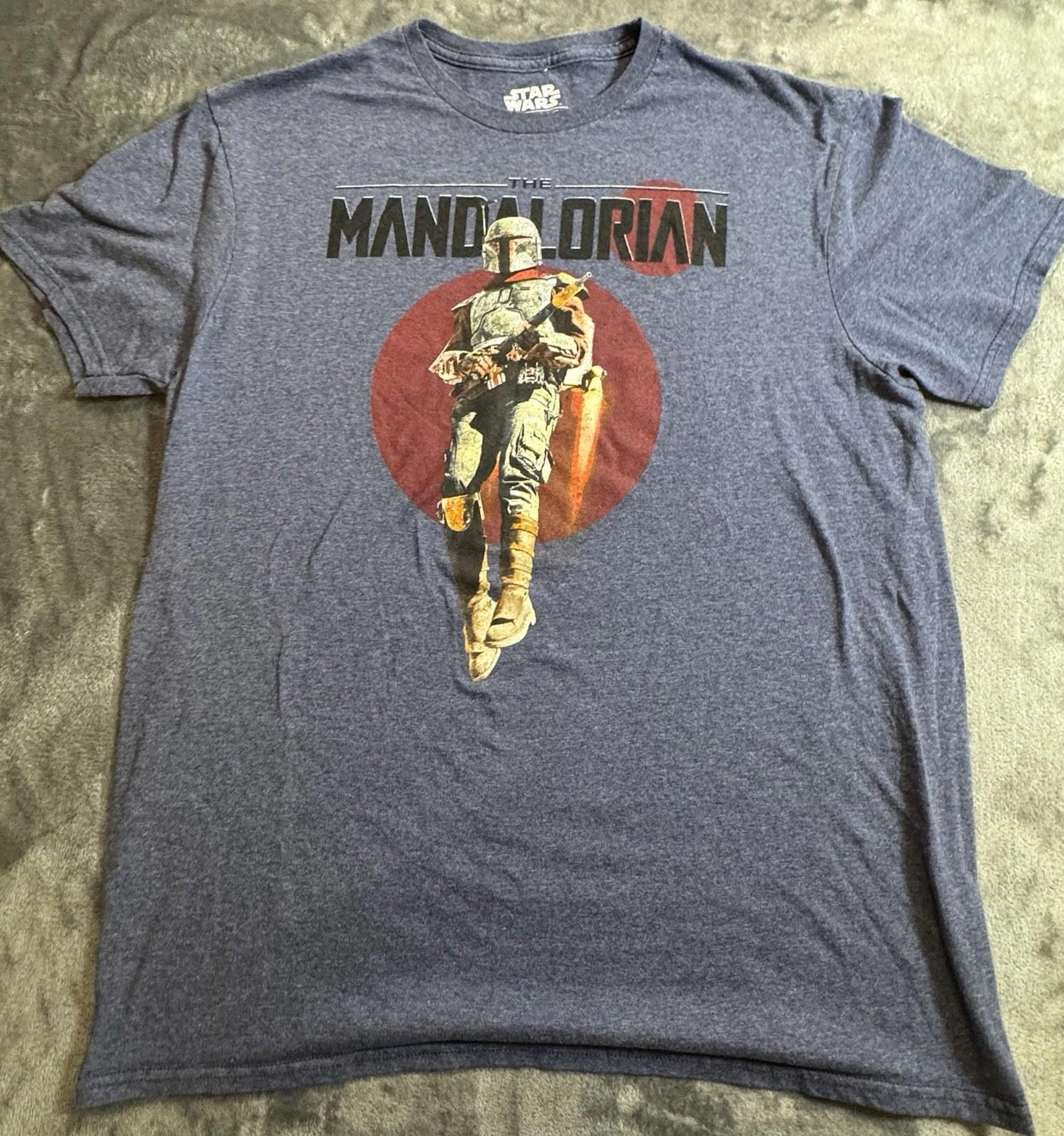 Star Wars The Mandalorian Cotton Short Sleeve T Shirt Blue With Graphic Large