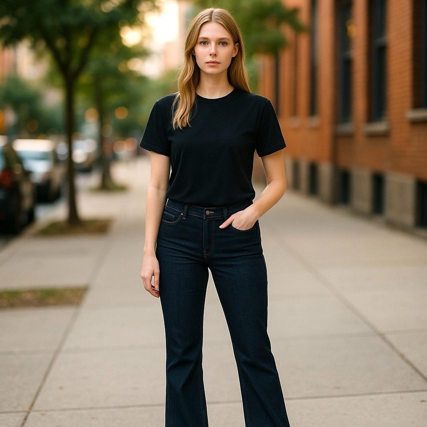 DKNY Jeans Soho Boot Woman’s 8R 29x34 Stretch Black Denim NWT List $59