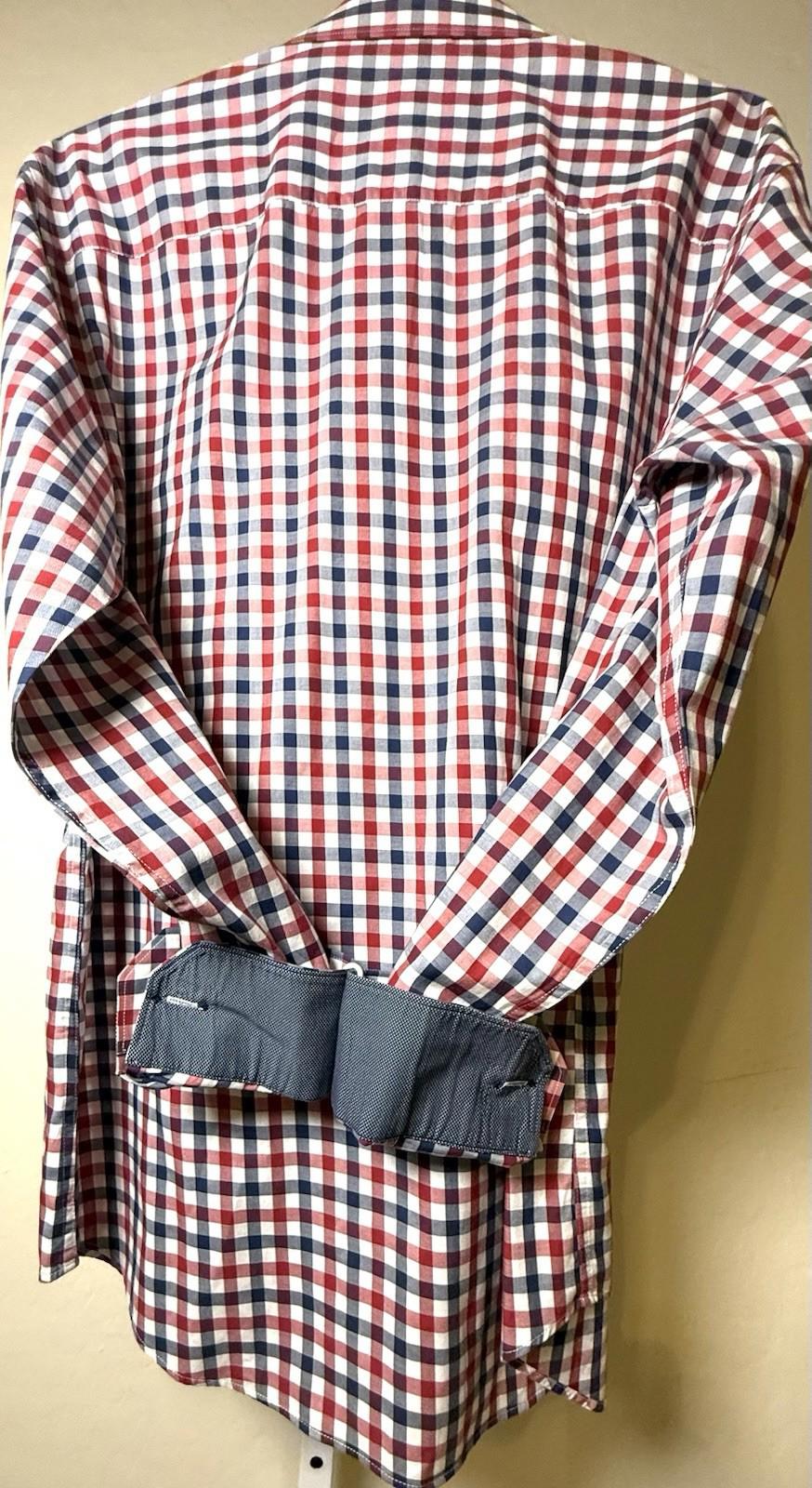 Bugatchi Uomo Men’s Long Sleeve Button Down Shirt Flip Cuffs 16 34/35