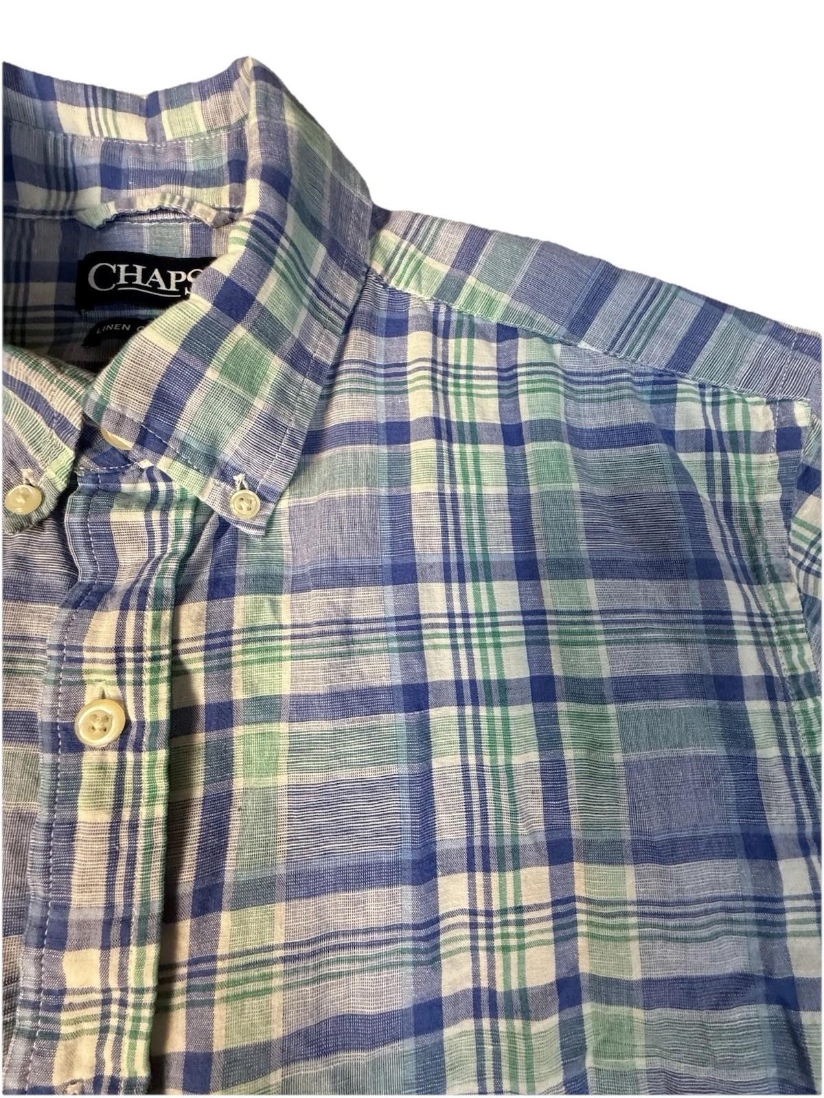 Chaps Shirt Mens Short Sleeve Button Down Large