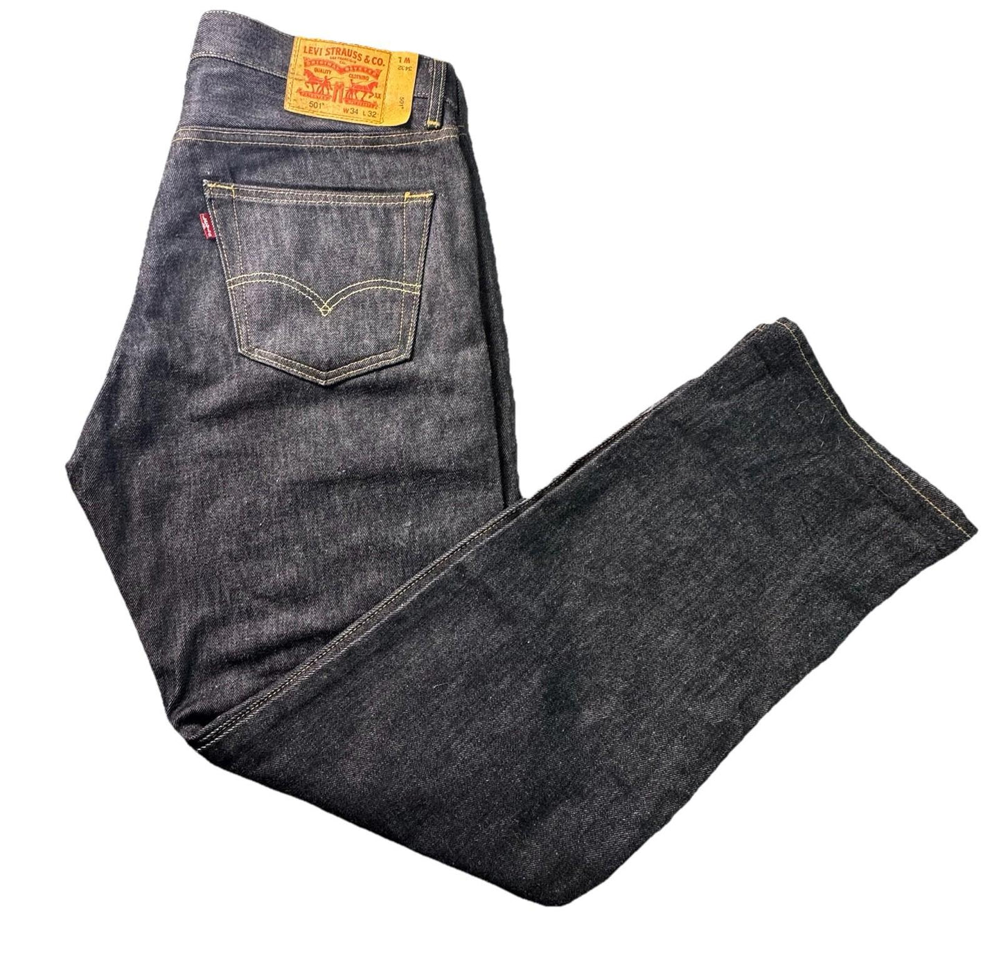 Levis Jeans 501 Button Fly 34x32 Charcoal Black New