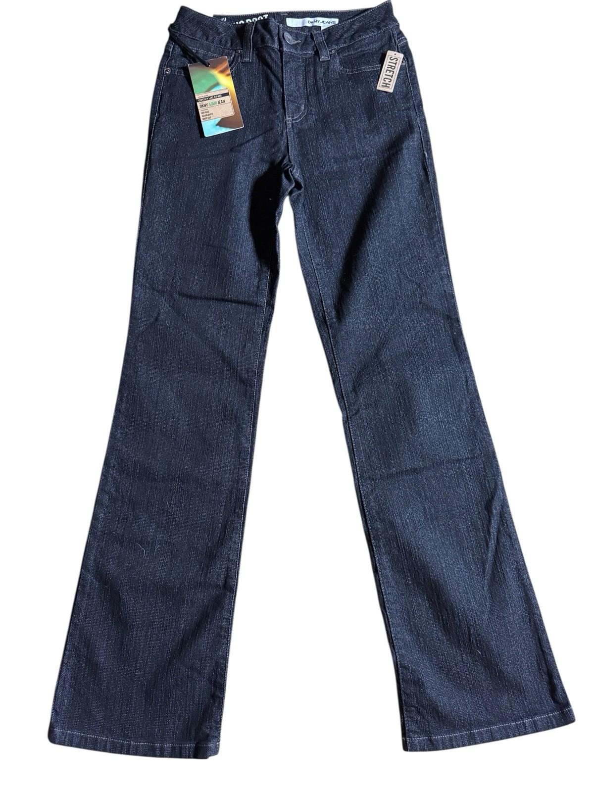 DKNY Jeans Soho Boot Woman’s 8R 29x34 Stretch Black Denim NWT List $59
