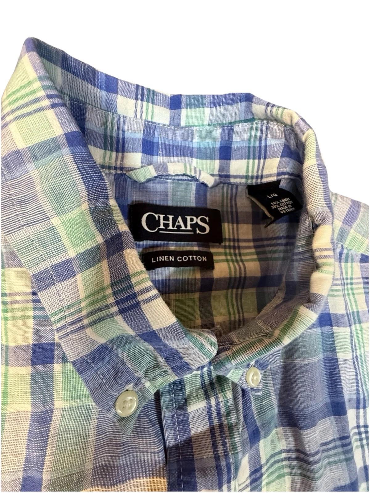 Chaps Shirt Mens Short Sleeve Button Down Large