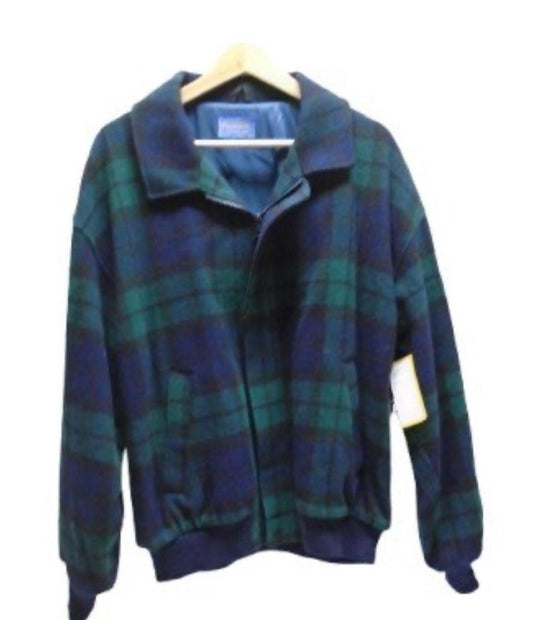 Pendleton Jacket 100% Virgin Wool Shell Green/Blue Plaid Men’s Large NWT