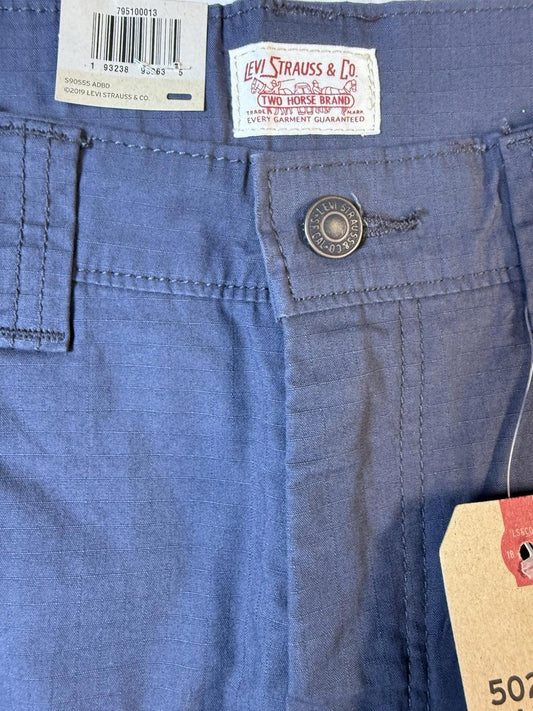 Levis 502 Taper Hybrid Cargo Pewter Blue Pants Adjustable Waist 32x32 NWT