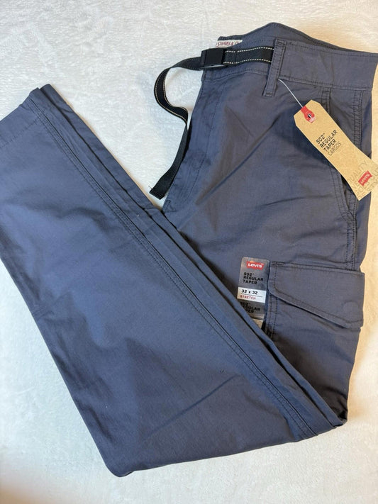 Levis 502 Regular Taper Fit Cargo Ombré Blue Pants Adjustable Waist 32x32 NWT
