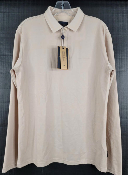 Marc Asher New York Men’s Small Long Sleeve Polo Shirt Sand NWT List $78