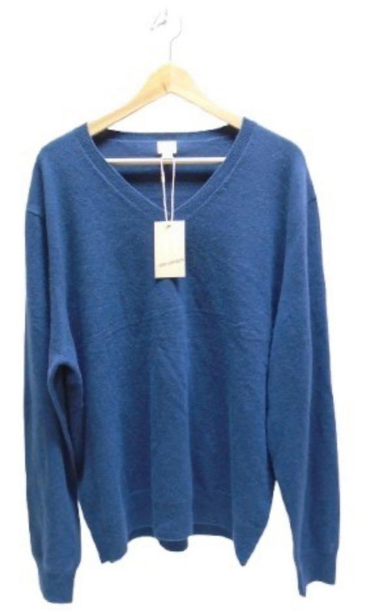 State Cashmere V Neck Sweater Mens 2XL Navy Pullover 100% Cashmere NWT