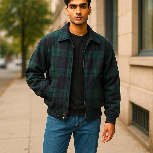 Pendleton Jacket 100% Virgin Wool Shell Green/Blue Plaid Men’s Large NWT