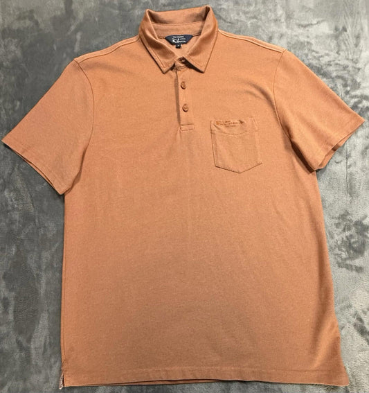 BEN SHERMAN Polo Shirt - Size Large - Burnt Oarnge - Men’s Luxury