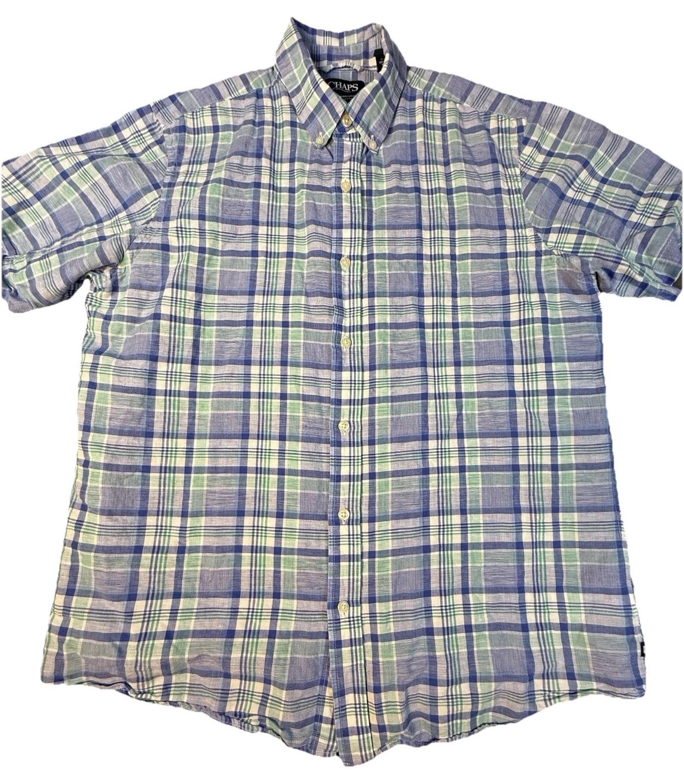 Chaps Shirt Mens Short Sleeve Button Down Large