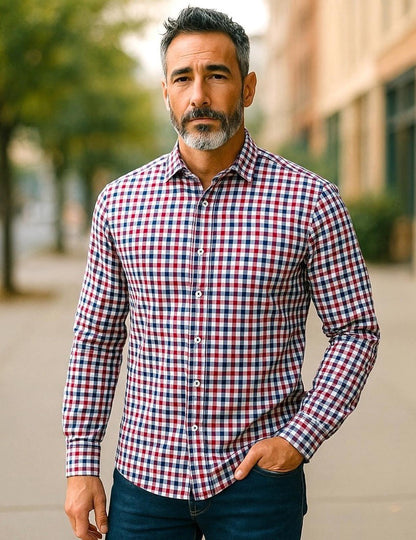 Bugatchi Uomo Men’s Long Sleeve Button Down Shirt Flip Cuffs 16 34/35