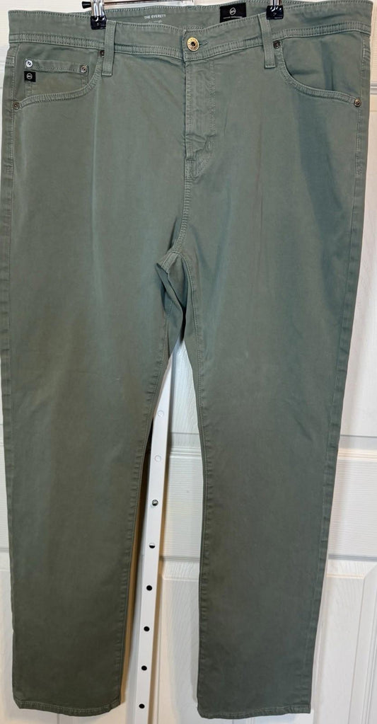 AG Adriano Goldschmied Mens Herb Green Cotton Protege Slim Straight Leg 40x32