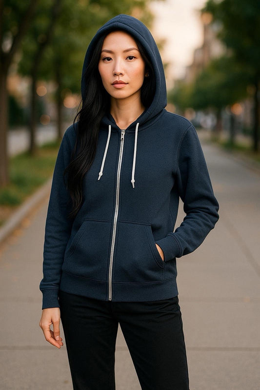 Alternative Apparel By Hanes Unisex XS Full Zip Drawstring Hoodie In Black New